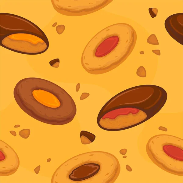 Pâtisserie Confiserie Biscuits Biscuits Avec Garniture Chocolat Crème Craquelins Dessert — Image vectorielle
