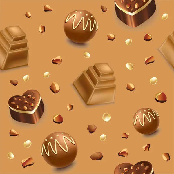 Dessert Bonbons Bonbons Chocolat Avec Crème Mousse Remplissage Repas Savoureux — Image vectorielle