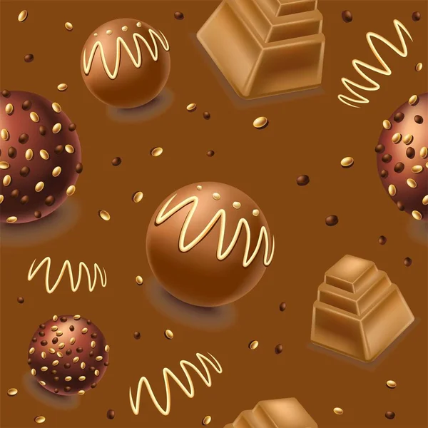 Επιδόρπιο Και Γλυκά Καραμέλες Σοκολάτας Γέμιση Κρέμας Και Μους Νόστιμο — Διανυσματικό Αρχείο