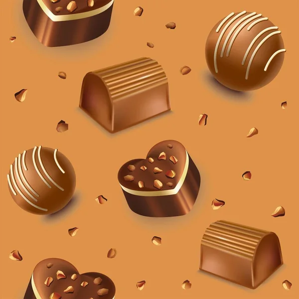 Dessert Zoetigheden Chocolade Snoepjes Met Room Mousse Vulling Lekkere Maaltijd — Stockvector