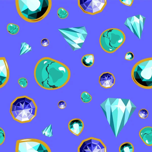 Gemme Pietre Preziose Brillanti Smeraldi Diamanti Incastonati Gioielli Costosi Ricchezza — Vettoriale Stock