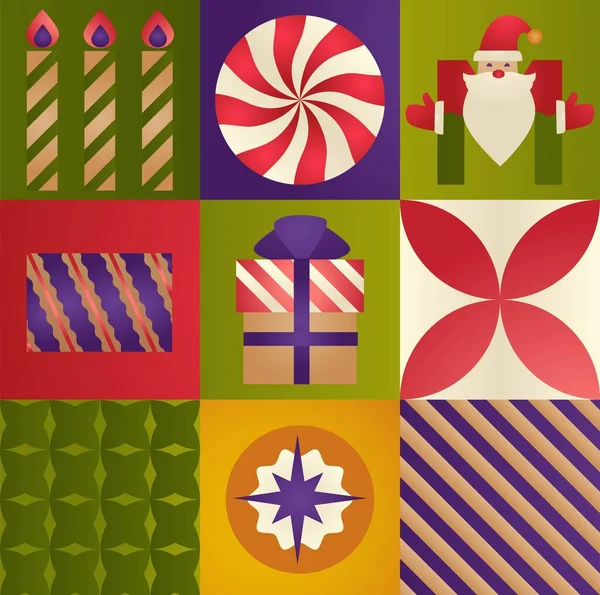 Fiesta Año Nuevo Tradiciones Navideñas Símbolos Navideños Santa Claus Personaje — Vector de stock