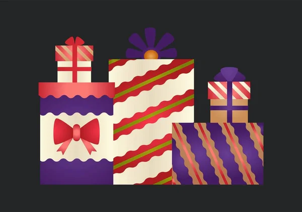 Geschenke Geschenkpapier Mit Schleifen Verziert Geschenke Für Feiertage Oder Besondere — Stockvektor