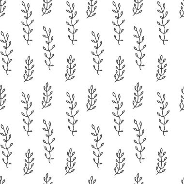 Çiçek desenli el çizimi vektörler. Siyah soyut doku arka planı. Kabataslak çizgi vektörünün serbest çizimi. Duvar kağıdı, kağıt, kumaş, tekstil tasarımı.