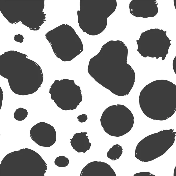 Abstract Vector Seamless Pattern Black Dots Texture Background Freehand Drawing — Stock Vector