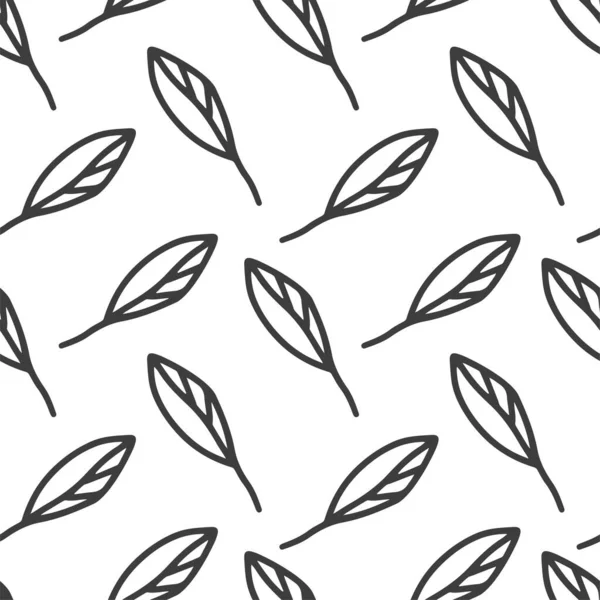 Handgezeichnete Florale Vektor Nahtlose Muster Schwarz Abstrakte Textur Hintergrund Freihändiges — Stockvektor
