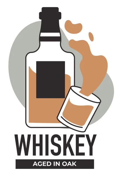 Production Whiskey Cognac Oak Barrel Fermentation Yeast Liquors Brandy Emblem — Stock Vector