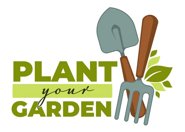 Grüne Garten Isolierte Symbole Home Gardening Tools Und Pflanzen Vektor — Stockvektor