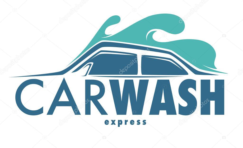 Car cleaning service carwash station. Isolated icons vehicle and transport vector washing dirty transport water and foam cleanliness and hygiene transportation emblem or logo automobile maintenance