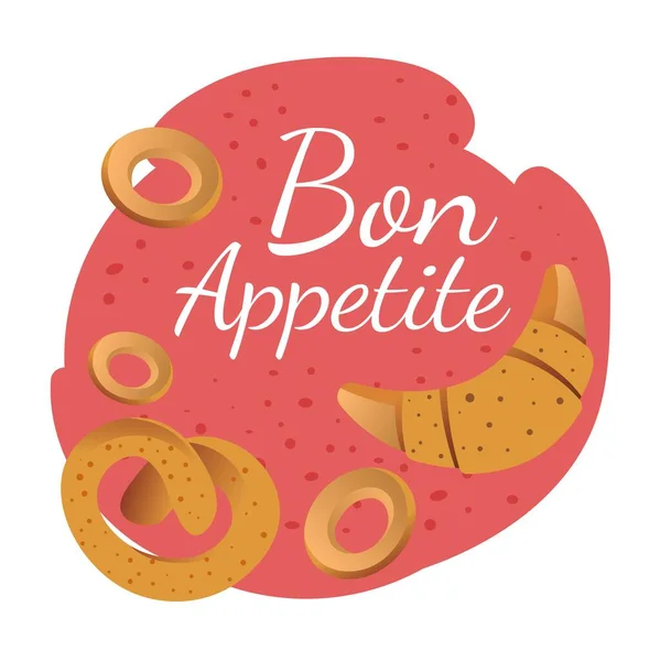 Croissanty Preclíky Pekařství Bon Apetit Chutný Dezert Vynikající Jídlo Produkty — Stockový vektor