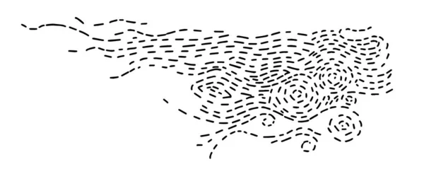 形成图像 波浪和圆圈的虚线的单色草图或绘图 孤立的极简主义艺术品 波浪和曲线 视觉或视觉错觉 平面样式插图中的向量 — 图库矢量图片
