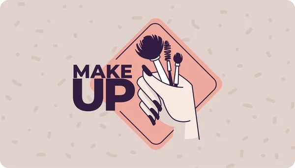 Cosmétiques Procédures Maquillage Service Carte Visite Avec Logotype Pinceaux Pour — Image vectorielle