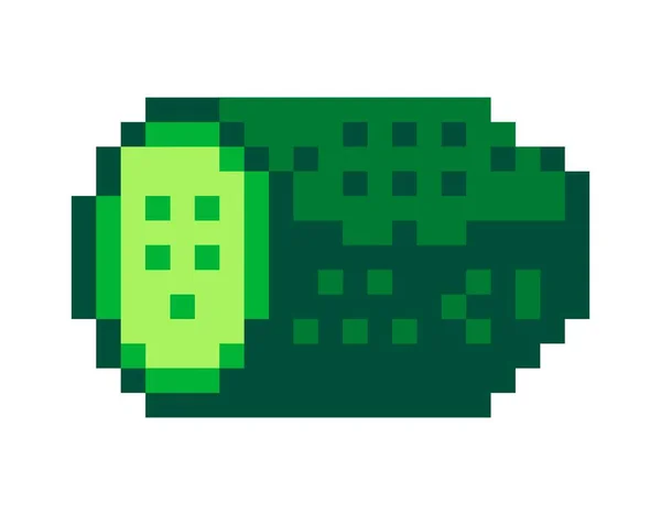 Komkommer Groente Plakjes Pixel Teken Van Groenten Voor Voedsel Eten — Stockvector