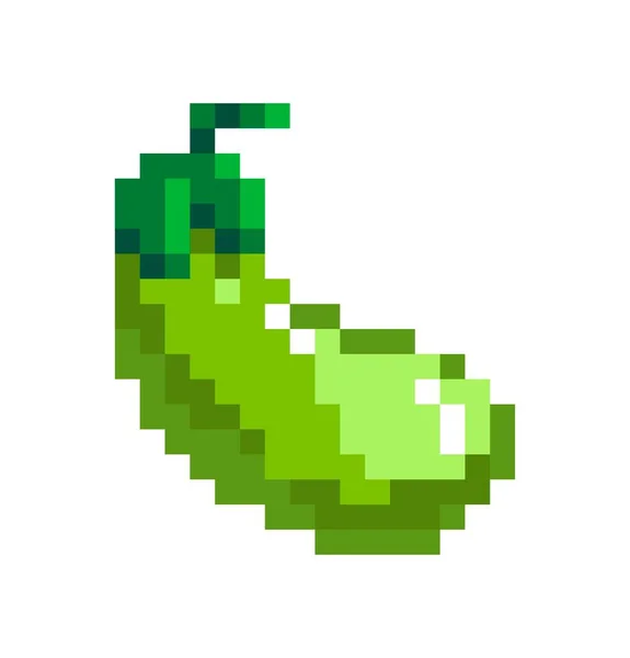 Zucchini Pixel Art Sign Organic Natural Product Green Stem Tasty — Stock Vector