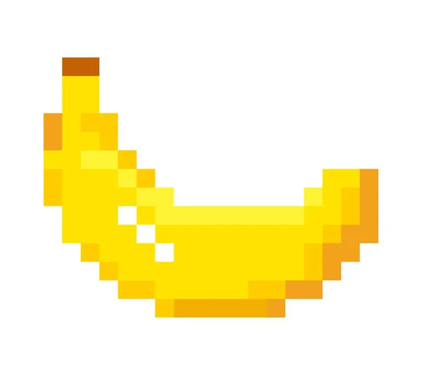 바나나 예술은 과일이나 이국적 과일의 상징입니다 균형잡힌 픽셀로 아이콘 디자인 — 스톡 벡터
