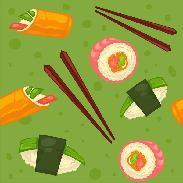Rolos Sushi Onigiri Com Arroz Nori Comida Asiática Culinária Iguarias —  Vetores de Stock
