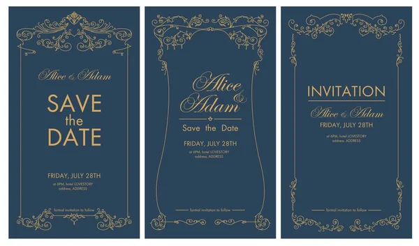 Convite Cerimônia Casamento Para Férias Celebração Cartões Com Design Luxo — Vetor de Stock