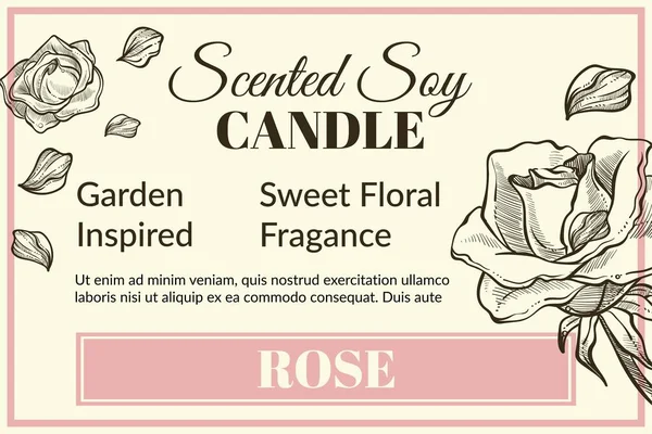 Rose Duftende Sojakerze Mit Garten Inspiriertem Duft Und Natürlichem Geruch — Stockvektor