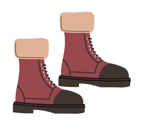Warme Kleidung Für Den Winter Isolierte Schuhe Aus Leder Und — Stockvektor
