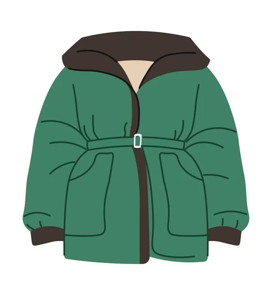 Stilvolle Und Modische Kleidung Für Frauen Isolierte Jacke Mit Kapuze — Stockvektor