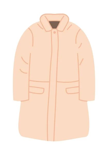 Χειμερινό Παλτό Σακάκι Μακριά Μανίκια Και Τσέπες Μεμονωμένα Κομψά Ρούχα — Διανυσματικό Αρχείο