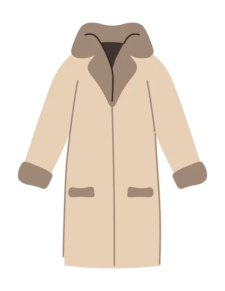 Winterpelzmantel Für Die Kalte Jahreszeit Isolierte Kleidung Mit Langen Ärmeln — Stockvektor
