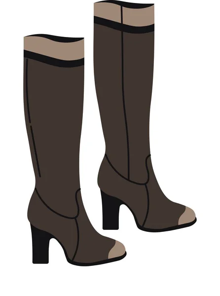 冬の寒さと霜のための女性の高い革のブーツ 女性のための独立したスタイリッシュなアクセサリーや服 ジッパー付きヒールの靴 ファッショナブルなアパレルアウター 平型ベクトル — ストックベクタ