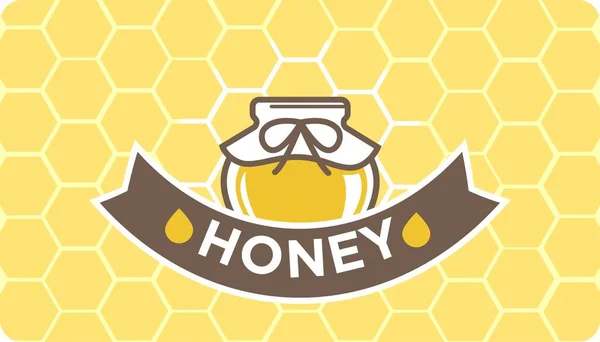 Méz Szerves Természetes Termék Befőttes Vektorban Biotermékek Méhsejtszerkezetű Háttérrel Finom — Stock Vector