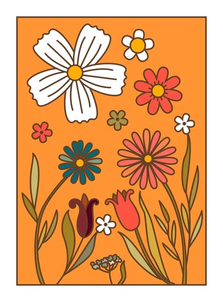 Floraison Printanière Estivale Marguerites Fleuries Camomille Fleurs Sauvages Fleurs Plantes — Image vectorielle