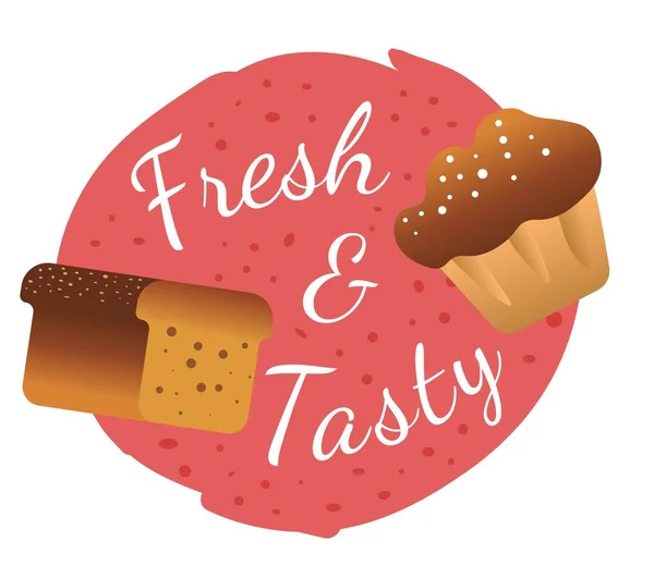 Fırın Ürünleri Ürünleri Izole Edilmiş Ekmek Pastalı Logoti Lezzetli Besleyici — Stok Vektör
