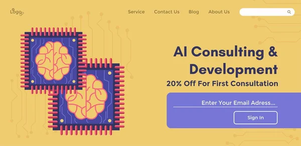 Get Discount Your First Consulting Development Artificial Intelligence Systems Application — Stock Vector