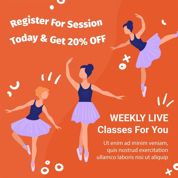Μαθήματα Χορού Και Μαθήματα Εγγραφείτε Για Συνεδρία Τώρα Και Πάρετε — Διανυσματικό Αρχείο