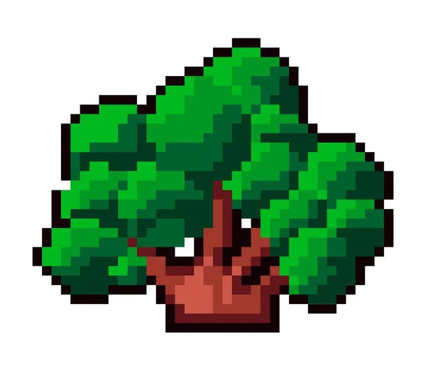 관목들 식물들 나무의 관목들 놀이를 자연의 게임용 픽셀화 고립된 아이콘 — 스톡 벡터
