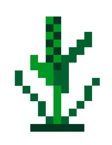 Játék Játék Beállítás Dekoráció Részletek Pixel Növény Vagy Növény Levelek — Stock Vector
