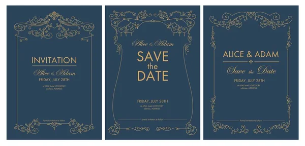 Convite Cerimônia Casamento Para Férias Celebração Cartões Com Design Luxo — Vetor de Stock