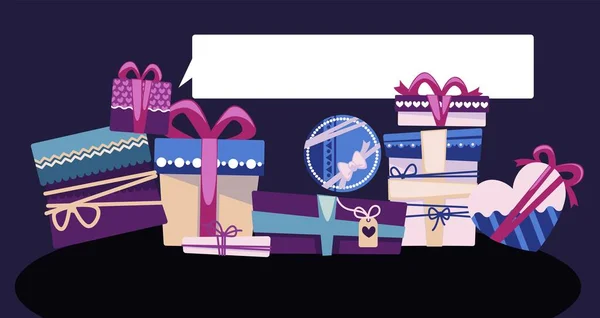 Geschenke Schachteln Mit Verpackung Und Schleifen Geschenke Für Die Weihnachtszeit — Stockvektor