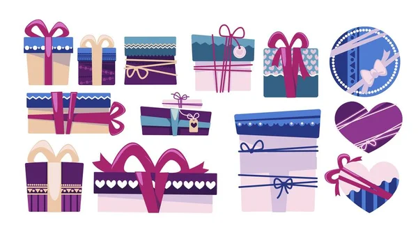 Праздничные Подарки Подарки Праздничного Особого Случая Изолированные Коробки Оберточной Бумаге — стоковый вектор