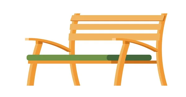 柔らかく暖かいクッションが座席に木製のベンチ パティオや庭 ポーチやバルコニー シンプルでミニマリストの椅子のための独立した家具 屋外のデザイン 平型ベクトル — ストックベクタ
