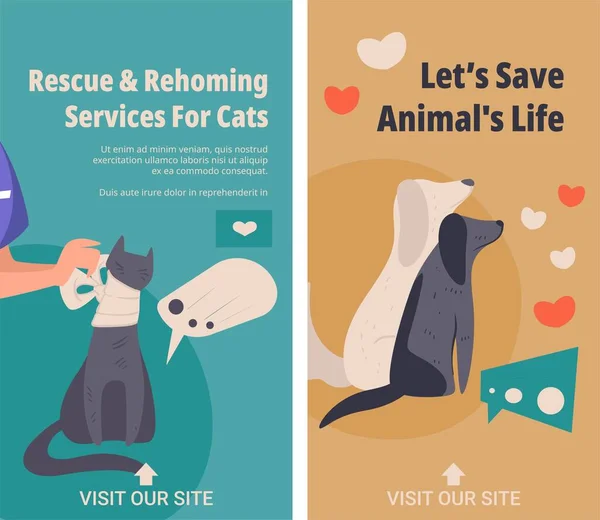 Permite Salvar Vida Los Animales Servicios Rescate Realojamiento Para Gatos — Vector de stock