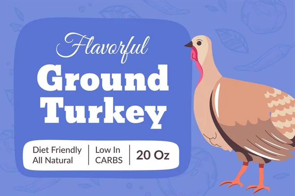 Ground Turkey Meat Diet Friendly All Natural Ingredients Eating Menu — Stock Vector