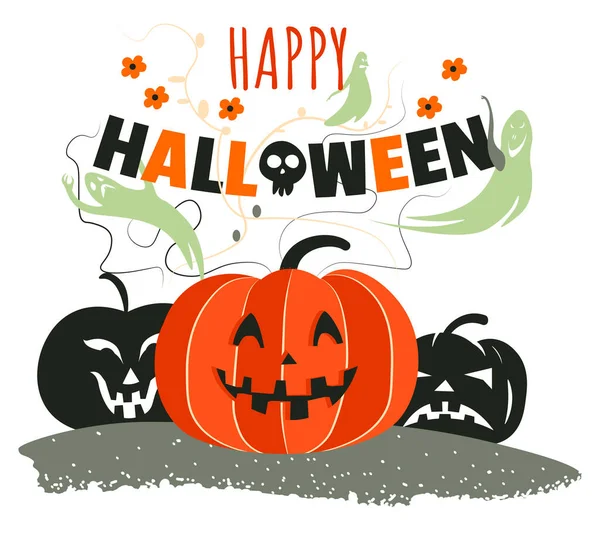 Obchody Jesiennych Wakacji Październiku Jesienna Impreza Sezonowa Szczęśliwego Halloween Plakat — Wektor stockowy