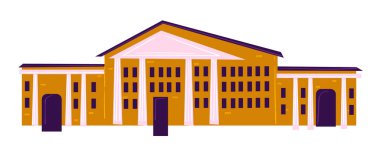 Exterior facade of school, college or university. Isolated icon of educational establishment in city. Building architecture with classrooms and rooms. Campus for students and pupils, vector in flat clipart