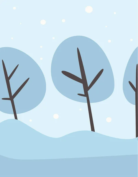 Χιονισμένες Κορυφές Δέντρων Στο Χειμερινό Δάσος Γραφικό Τοπίο Παγωμένο Κρύο — Διανυσματικό Αρχείο