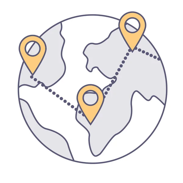 Міжнародні Ділові Язки Міжнародні Комунікації Або Подорожі Ізольований Глобус Покажчиками — стоковий вектор