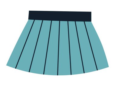 Kadınlar ve kızlar için şık bir etek, bayanlar için izole kıyafetler. Her gün için şık ve şık kıyafetler ve elbiseler. Giysi, moda ve tasarım koleksiyonu. Düz biçimli vektör