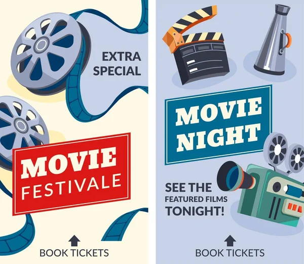 See Featured Films Tonight Movie Night Promotional Banner Event Invitation — 스톡 벡터