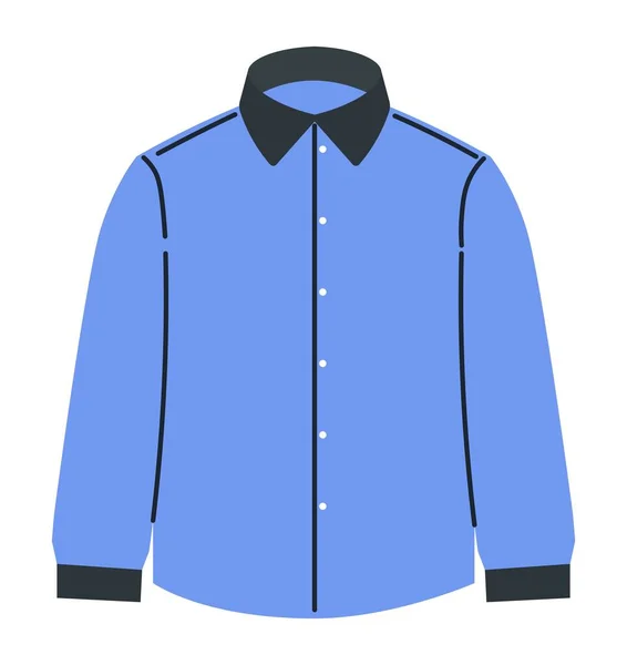 Classic Men Shirt Work Isolated Clothes Males Garment Collar Long — Vetor de Stock