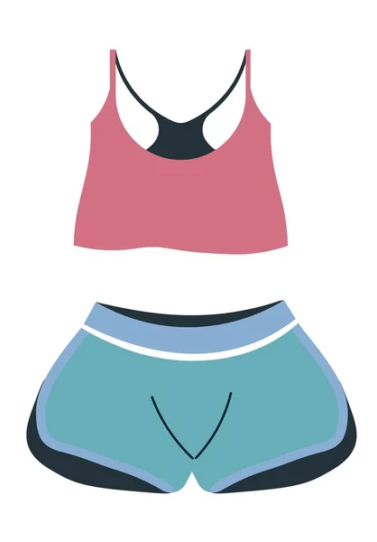 Sleepwear Shorts Isolated Clothes Women Homewear Consisting Bra Sports Top — Vector de stock