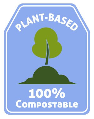 Paket için gübre ve bitki bazlı ürün, izole etiket, amblem veya etiket. Çevre dostu ve çevresel açıdan güvenli, ekolojik ambalajlı bir gezegen. Düz biçim illüstrasyonunda vektör