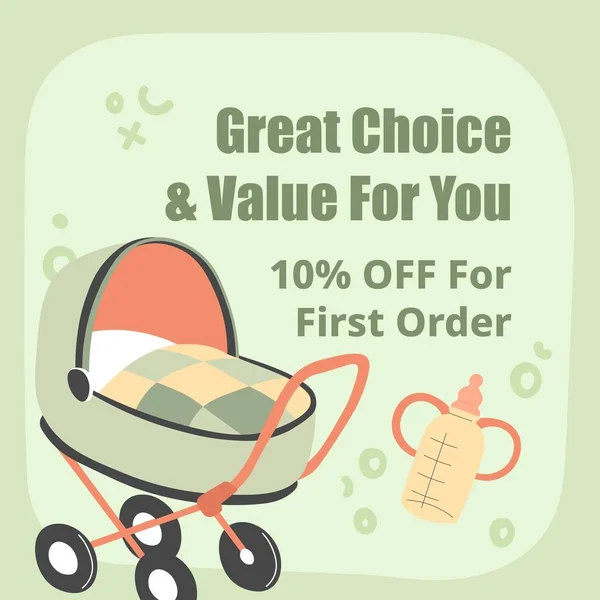 Bebek Kıyafetleri Ürünler Ilk Siparişiniz Için Yüzde Indirimli Mağaza Veya — Stok Vektör